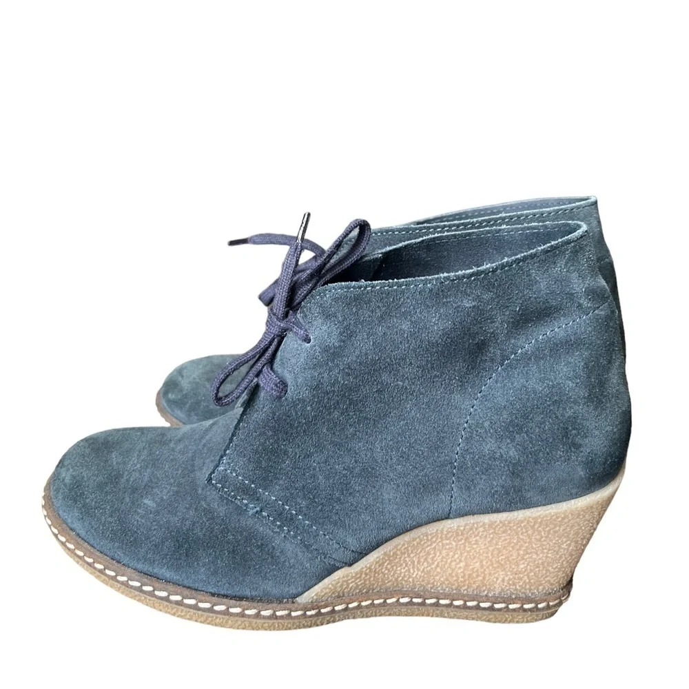 J. Crew Suede Macalister Wedge Boot Blue Size 6 - Picture 2 of 7